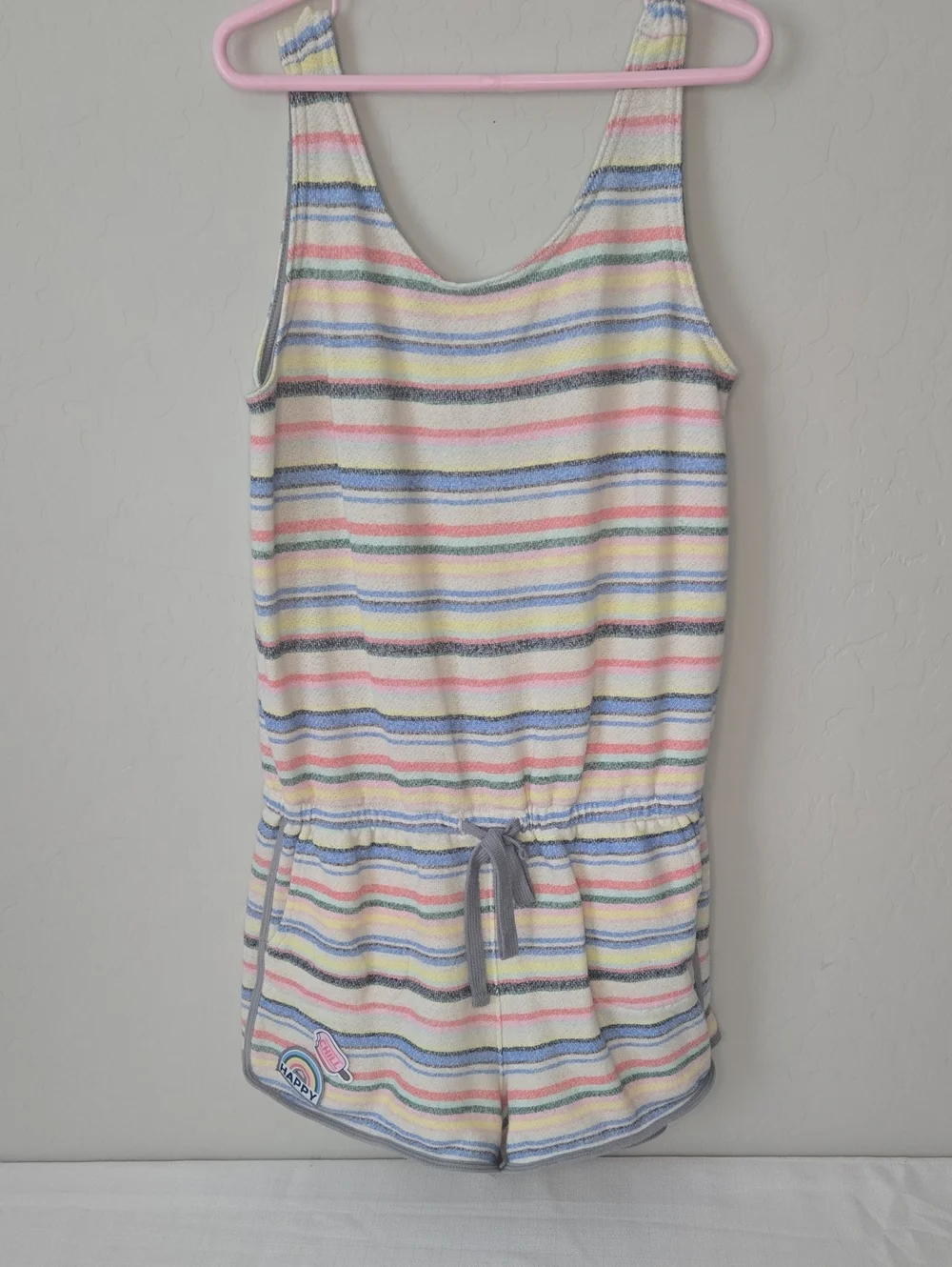 Justice Pastel Striped Knit Tank — Pink, Blue, Yellow, Green, Gray